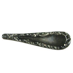 BROS Spoon Brooch Silver Plate Tone Pin Ornate Scroll Pattern Vintage